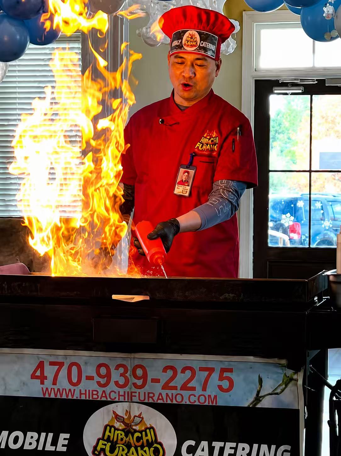 Atlanta hibachi chef cooking for guests at a private event